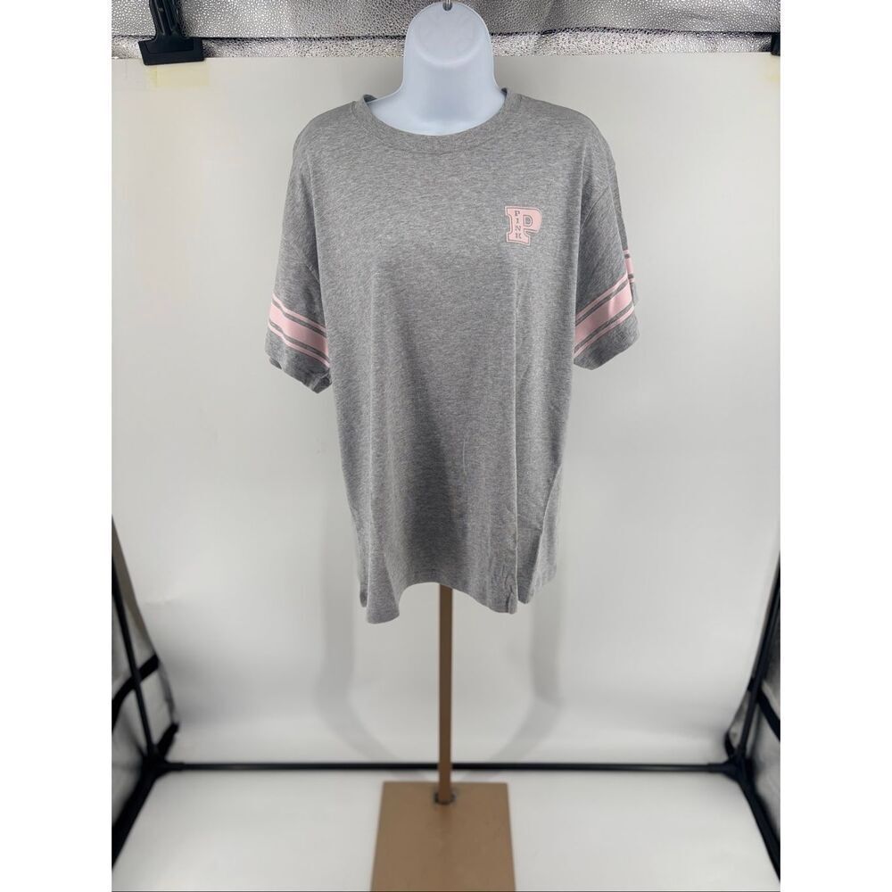 PINK Victoria’s Secret Campus Tee Size M Heather Gray Short Sleeve